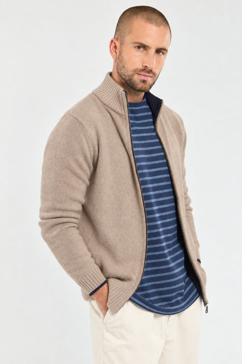 Zip-up high neck cardigan Bérac - wool - Armor-lux - 1