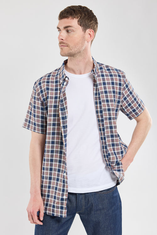 Chemise manches courtes à carreaux - lin - Armor-lux - 1