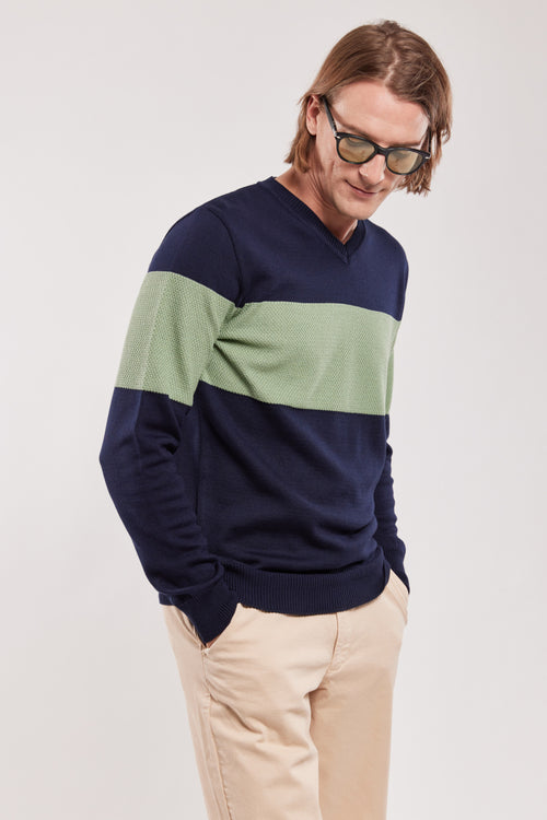 Pull bicolore - coton et acrylique - Armor-lux - 1