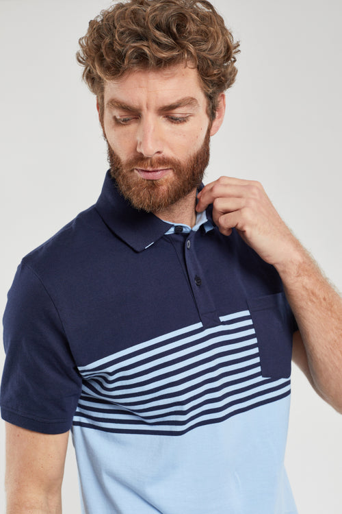 Two-colour striped cotton polo shirt - Armor-lux - 1