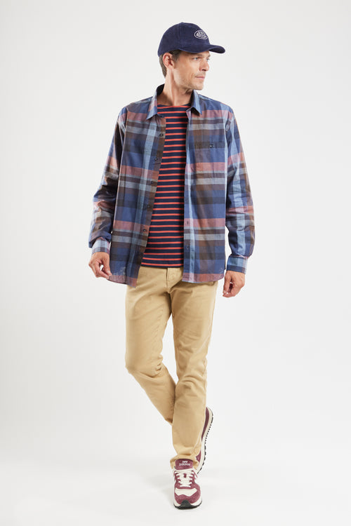 Comfort fit checked shirt - cotton and linen - Armor-lux - 2