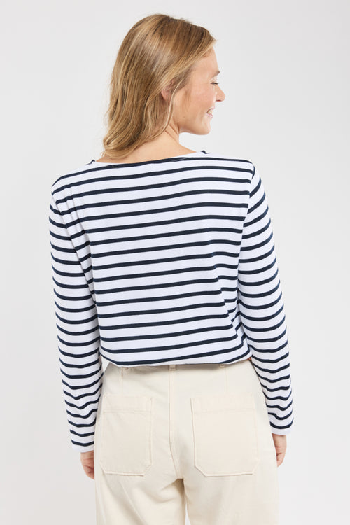 Marinière brodée Blanche - coton léger - Armor-lux - 4