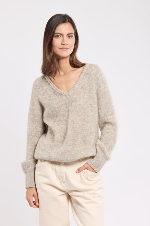Pull col V Iséa - mohair - Armor-lux - 1