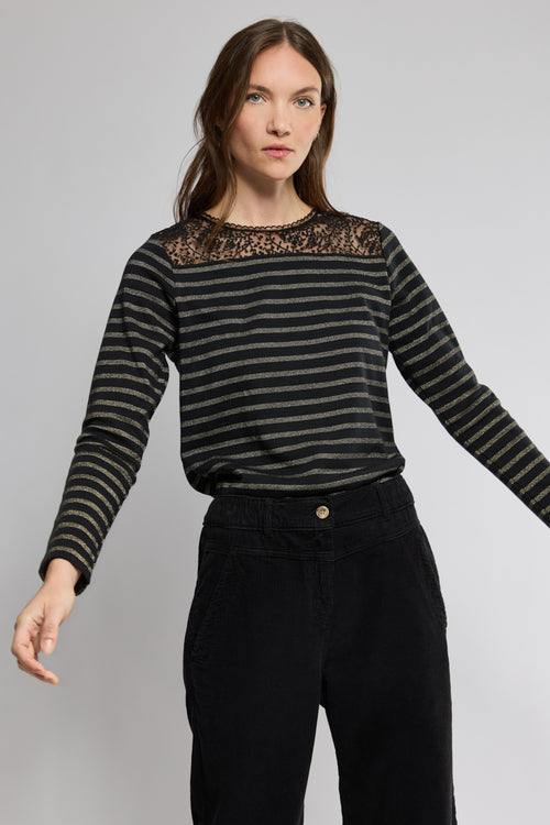 Cléa lurex Breton striped shirt - cotton - Armor-lux - 1