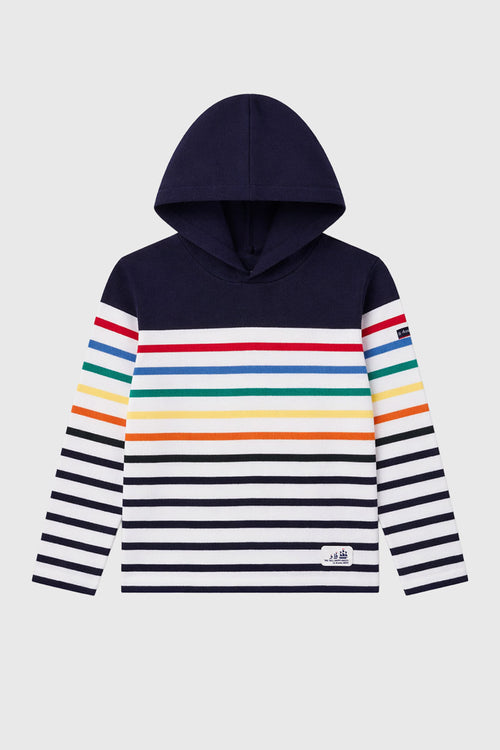 Kids Hooded Breton shirt - rustic cotton - Armor-lux - 1