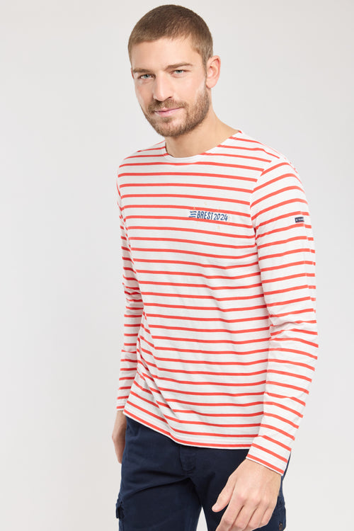 Embroidered Breton striped shirt - lightweight cotton - Armor-lux - 1
