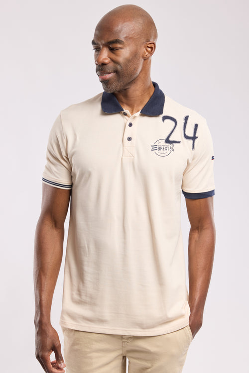Short-sleeved printed polo shirt - cotton - Armor-lux - 1