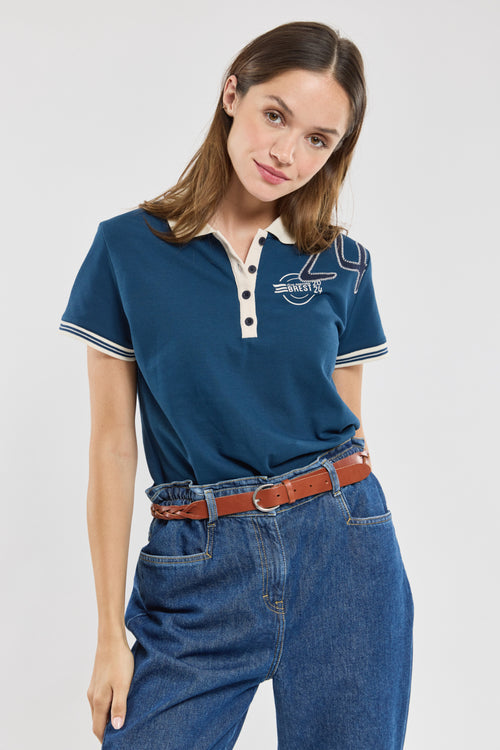 Short-sleeved printed polo shirt - cotton - Armor-lux - 1