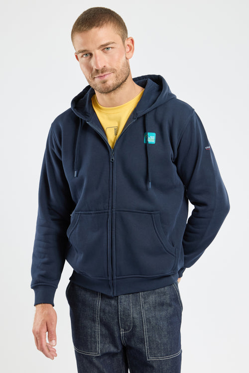 Screen-printed zip-up sweatshirt - cotton - Armor-lux - 1