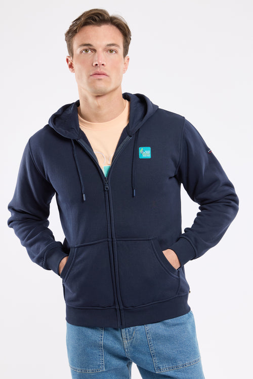 Screen-printed zip-up sweatshirt - cotton - Armor-lux - 1