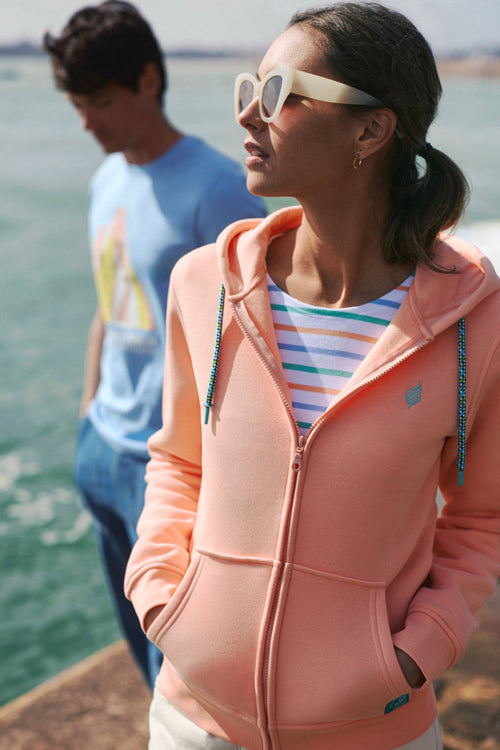 Screen-printed zip-up sweatshirt - cotton - Armor-lux - 1