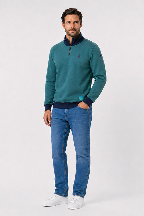 Trucker-neck sweatshirt - cotton - Armor-lux - 1